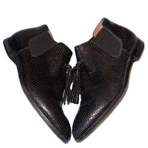 Emporio Armani Black Snakeskin Tassel Loafers Ankle Shoes Size 37 (US 7)